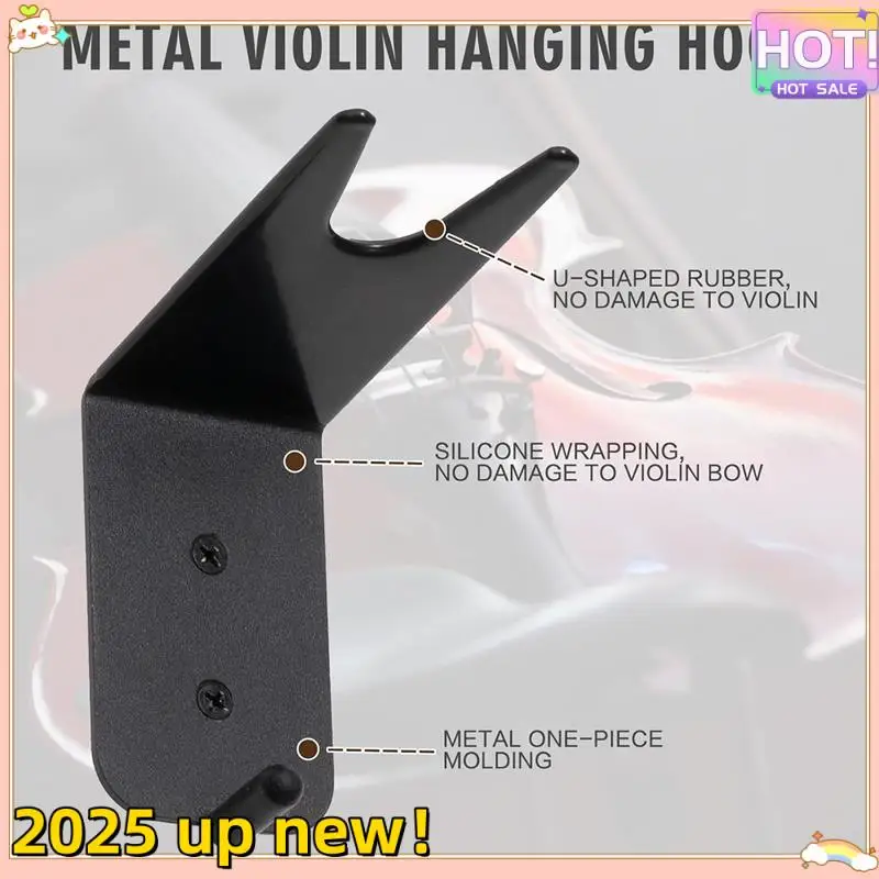 حامل كمان أنيق على الحائط مع حامل فيونكة، ملحقات كمان مثبتة على الحائط للمنزل والاستوديو