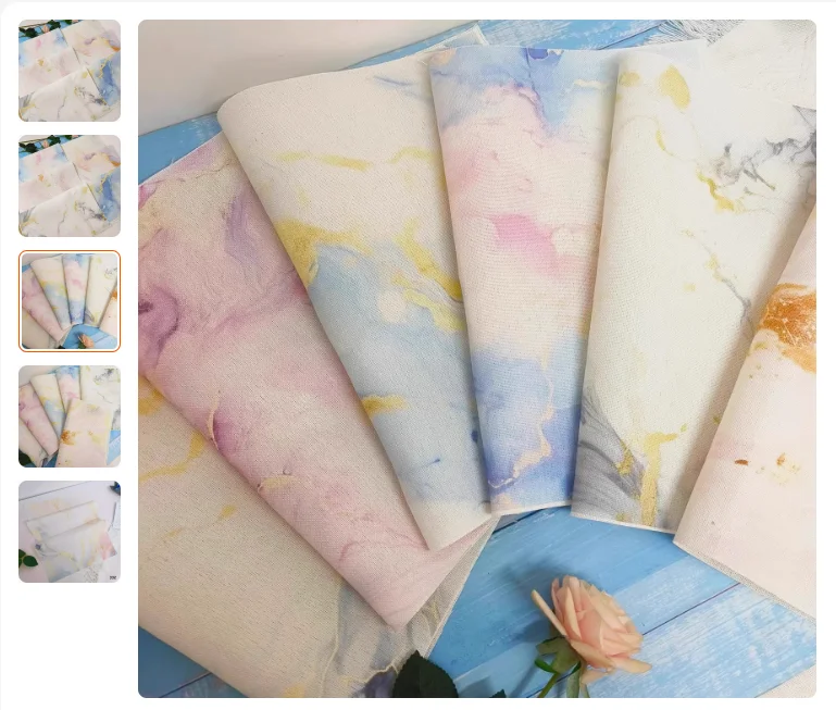 Cross stitch fabric, colorful fabric, colorful fabric, marble pattern 34-46CM-6PCS colored background fabric, DIY handmade