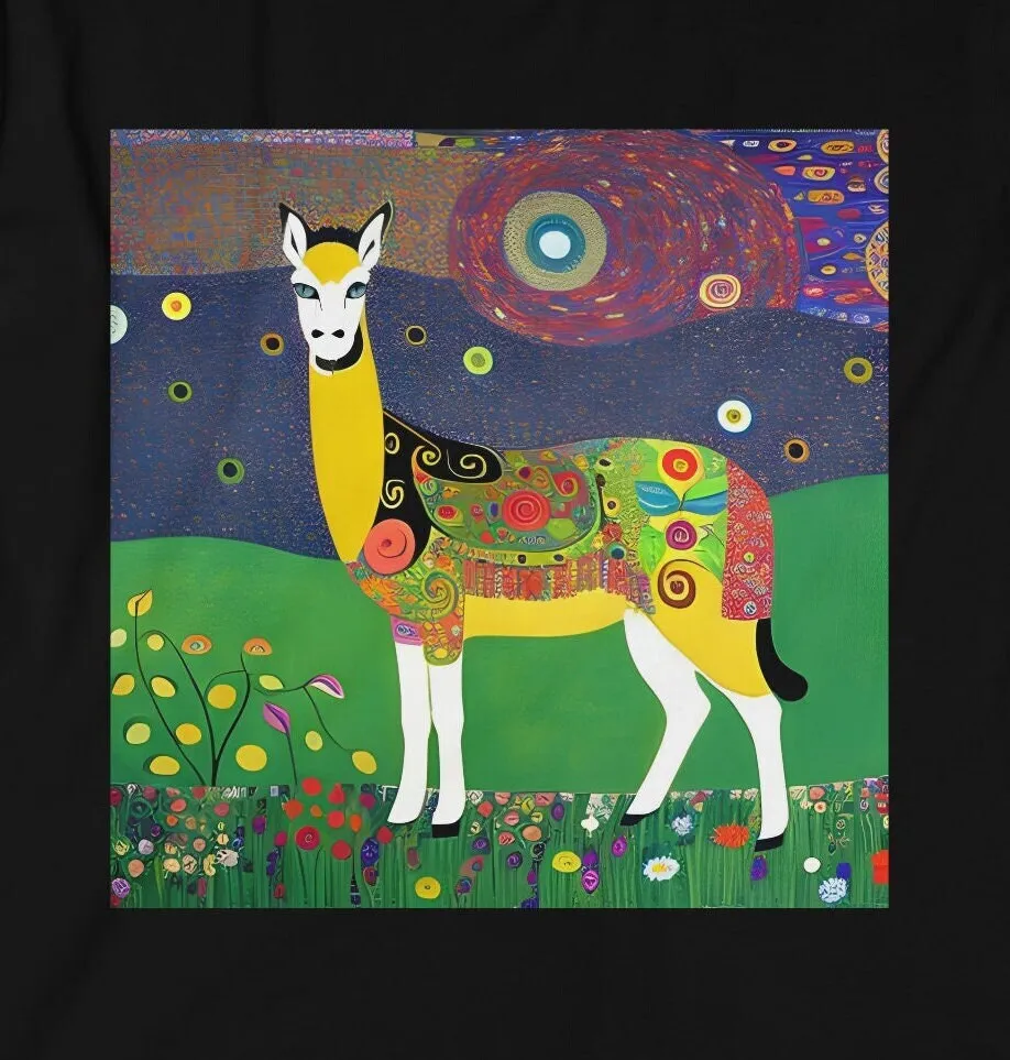 Llama T Shirt Art Painting Lovers Decorative Colorful Gustav Klimt Style PrinT Birthday