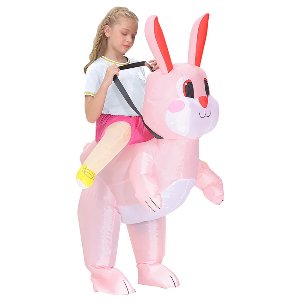 Adult Kids Bunny Rabbit Inflatable Costume Anime Mascot Performance Clothes Halloween Party Carnival Easter Cosplay Costumes