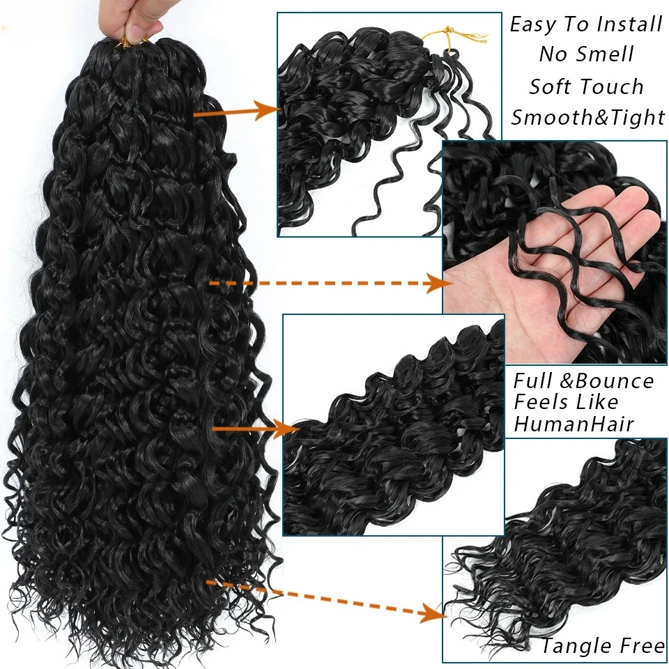 Curl Crochet Hair 14/18 Inch Beach Curl Water Wave Crochet Braids Ocean Wave Curly Crochet Hair for Black Women Deep Wave