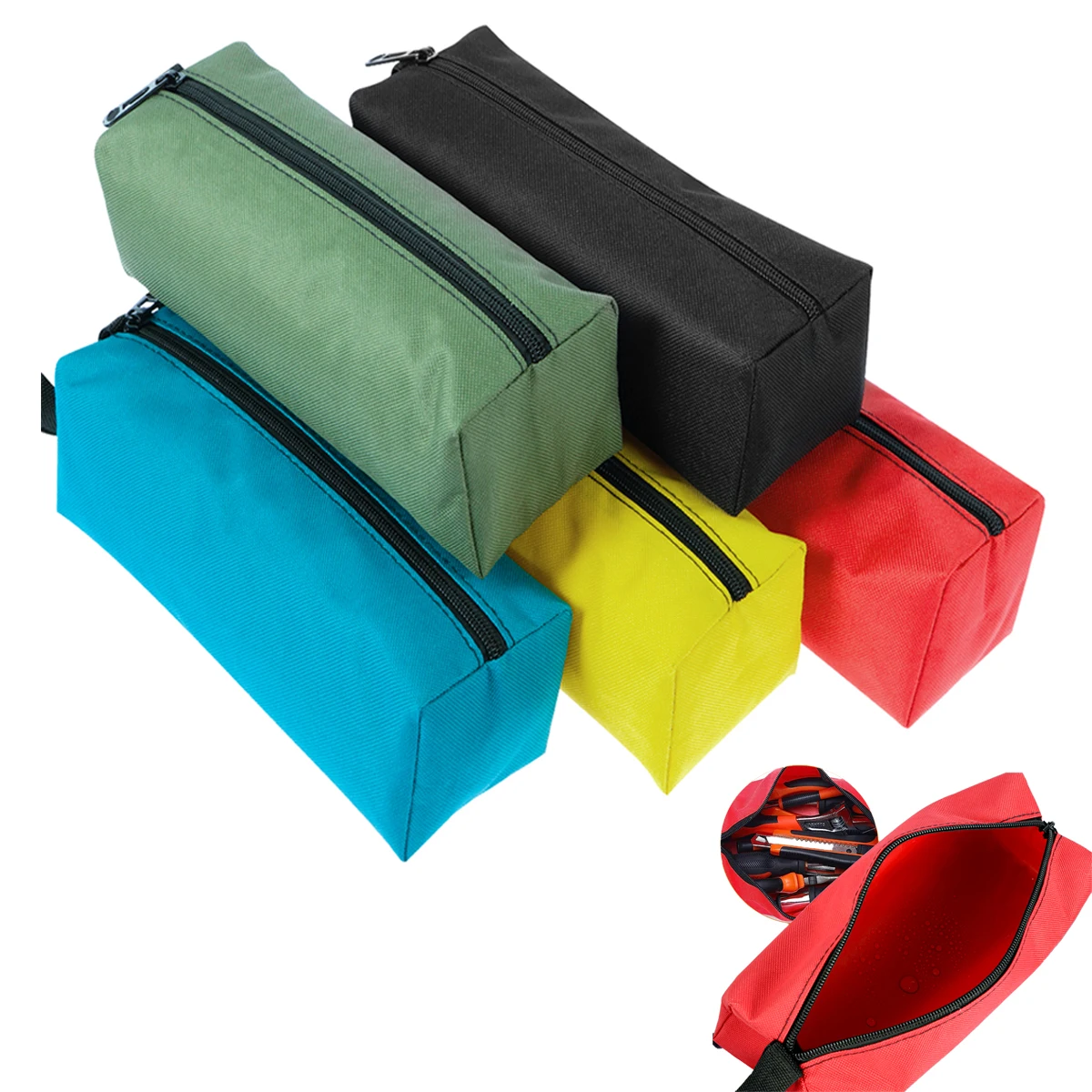5 pezzi borsa per attrezzi manuali 1680D borsa per attrezzi con cerniera in tessuto Oxford impermeabile organizzatore cacciavite chiave pinzette borsa per punte da trapano