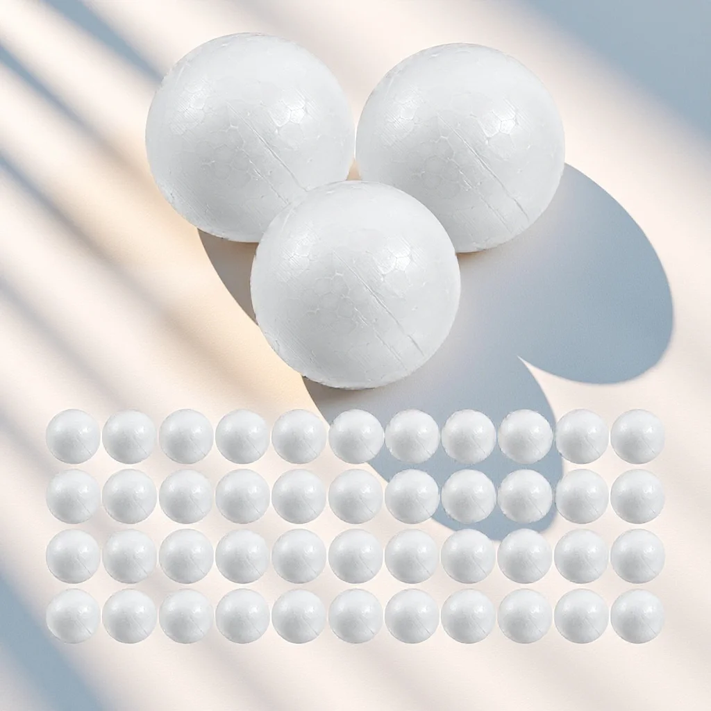 

100Pcs White Polystyrene Balls Solid Foam Spheres 3Cm for Wedding Christmas Craft Decorations DIY Painting Gluing