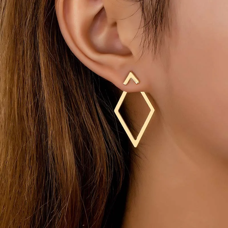 Geometric Square Detachable Triangles Stud Earrings for Women Fashion Jewelry Minimalist Accessories Party Gifts