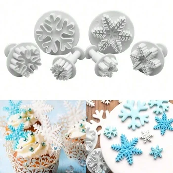 3PCS/set Cookie Plunger Cutters Snowflake Gear Patterns for Christmas Biscuits Fondant…