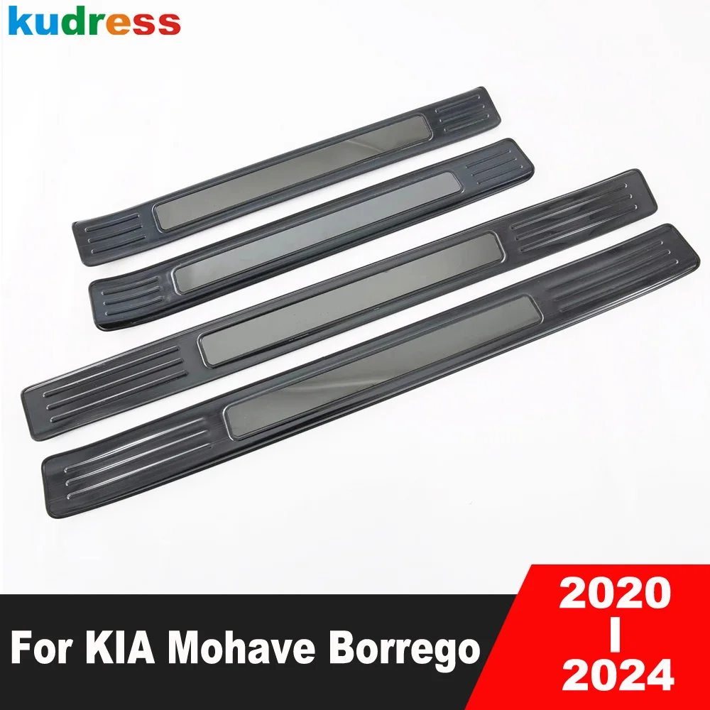 Door Sill Scuff Plate Cover Trim For KIA Mohave Borrego 2020 2021 2022 2023 2024 Steel Car Welcome Pedal Guard Pad Accessories