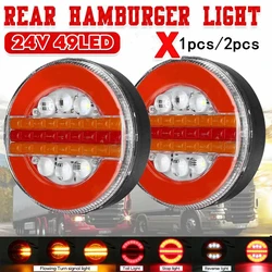 12-24V Round LED Taillight Trailer Truck Rear Lights Brake Lamp For Car Boat Bus Van Caravan Dynamic Flow Turn Signal Light