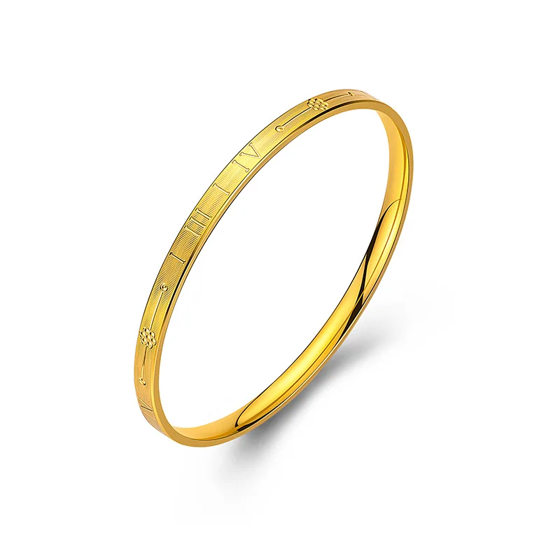 Real 24K Gold Color Bracelet for Women CNC Craft Car Flower 1314 Bracelet Bangles for Girlfriend Birthday Gift Fine Jewelry