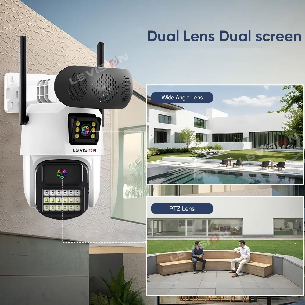 LS VISION Security Camera with Bluetooth Speaker Night Light 8mp WiFi Camera for Home/Outdoor AI Motion Detection App iCsee