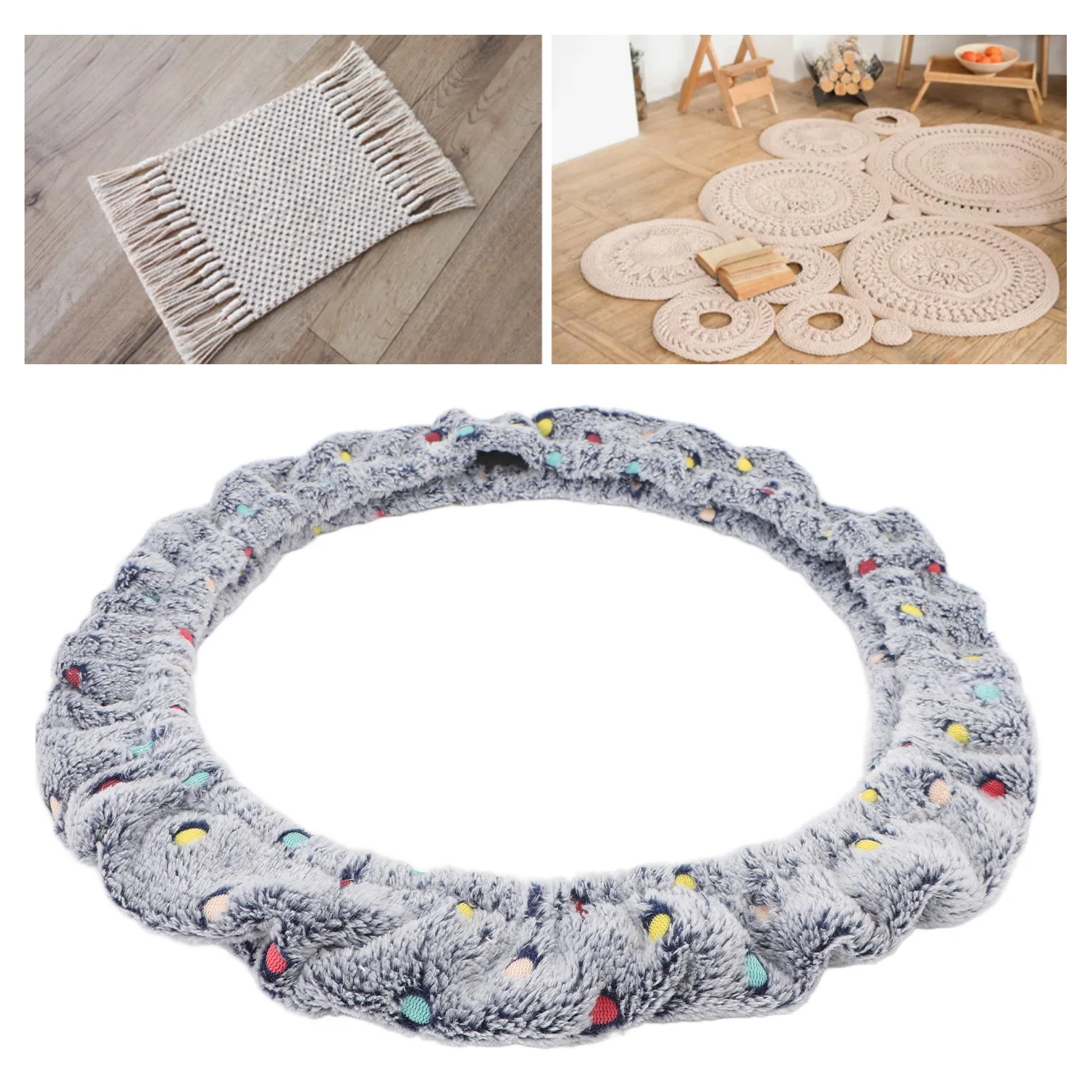 Rug Hooking Frame Cover Elastic Band Punch Needle Gripper Strip Flannel Cover For Cross Stitch Embroidery Hoop 40x40cm