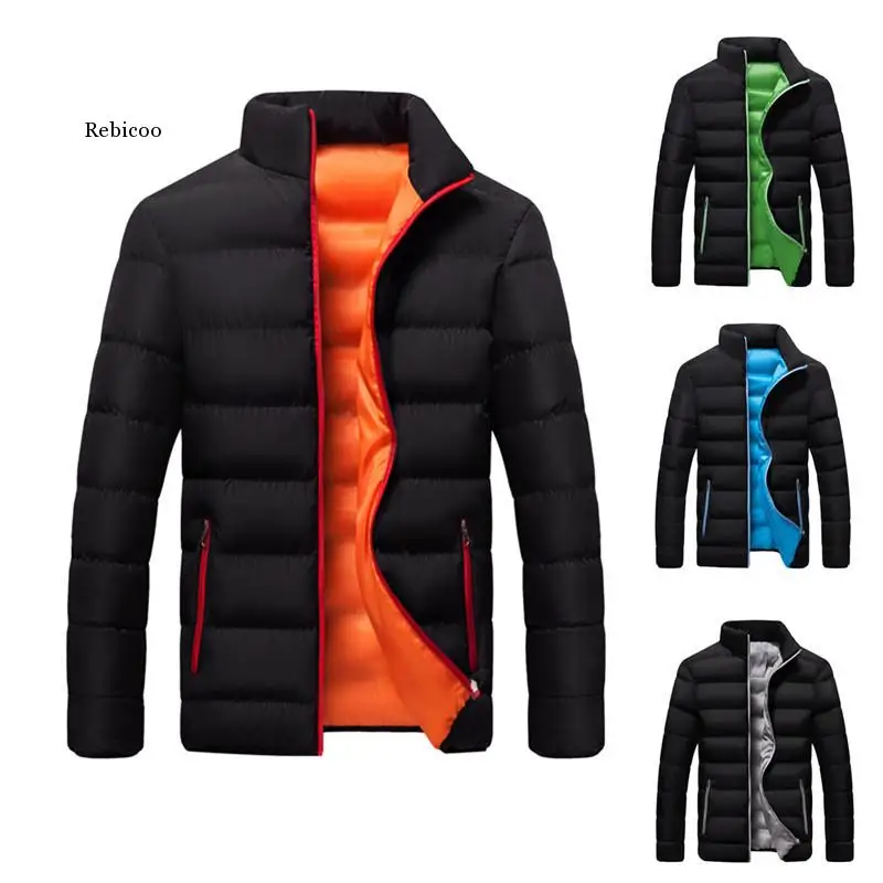 

2022 New Men's Stand Collar Winter Coat Cotton Coat Thickened Warm Parker Solid Color Fashion Street Style