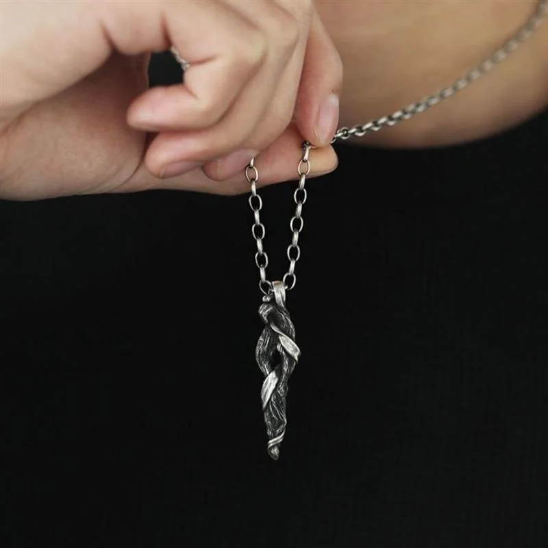 Top Quality Sterling 925 Silver Necklace Men Jewelry Personality Driftwood Pendant Male Party Accessories Retro Necklace Boys