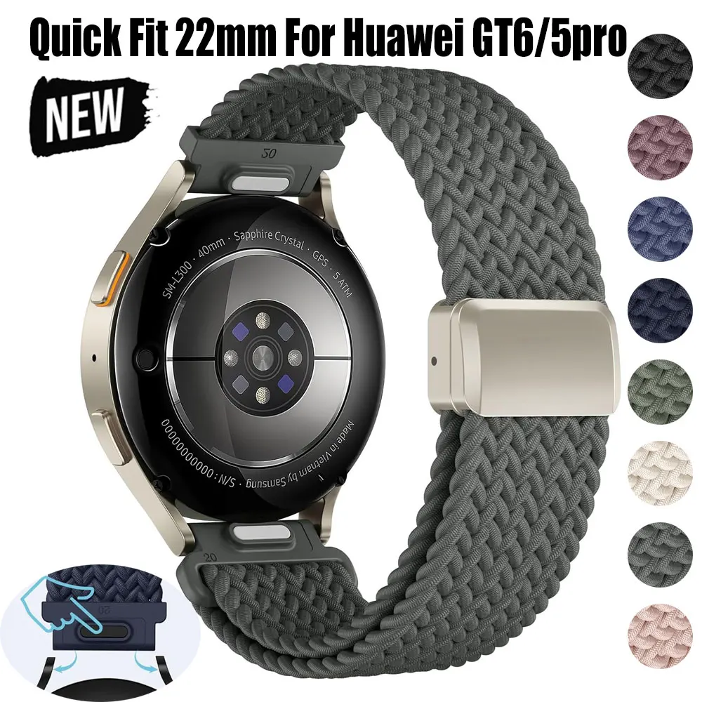 20mm 22mm Geflochtenes Magnetarmband für Garmin Vivoactive 6 5 4 Music Venu Sq 2 Plus Armband Forerunner 265 255 165/Venu 3 2 Armband