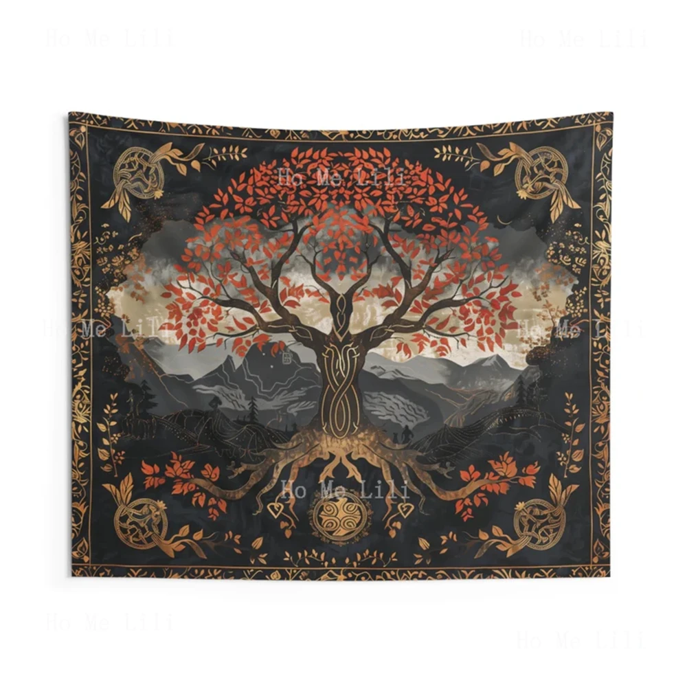Настенный декоративный гобелен с изображением дерева ярдрасил