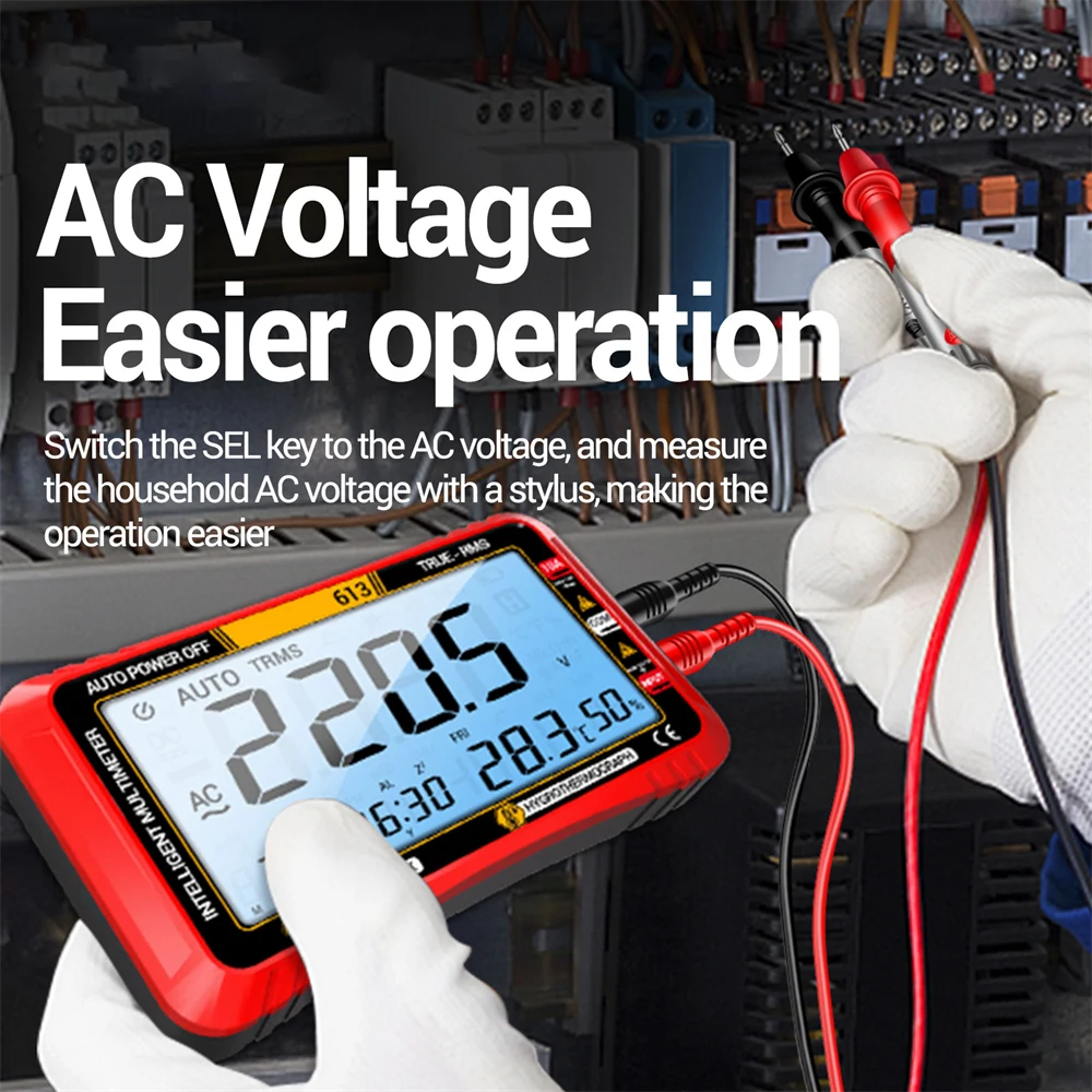 Smart Digital Multimeter 4000 Counts AC/DC Voltage Current Meter Multi Tester Temp Resistance Temp Resistance Measuring Tool