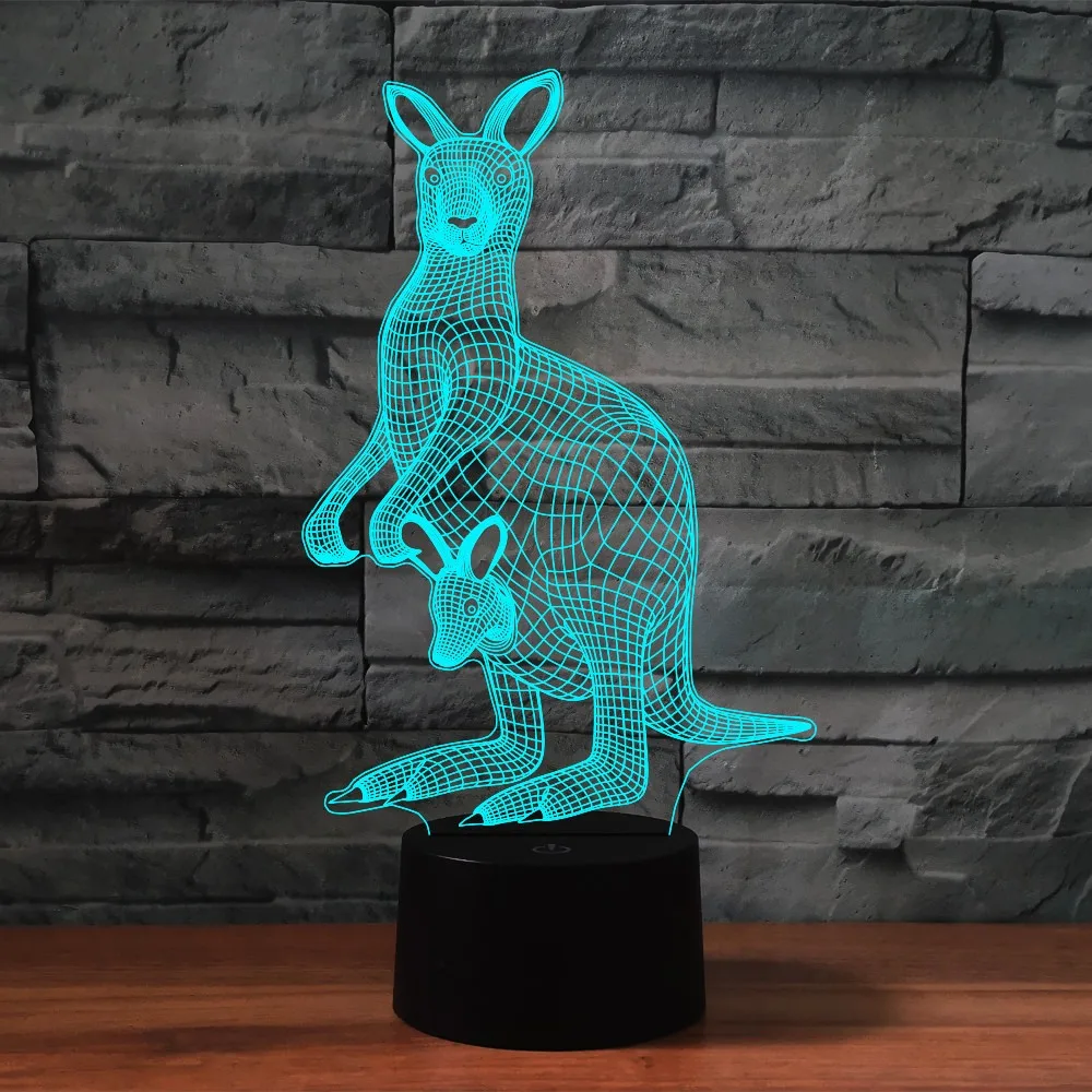 Nighdn Kangaroo 3D Lamp Colorful LED Illusion Night Light for Bedroom Desktop Desk Table Lamp Birthday Christmas Gifts for Kids
