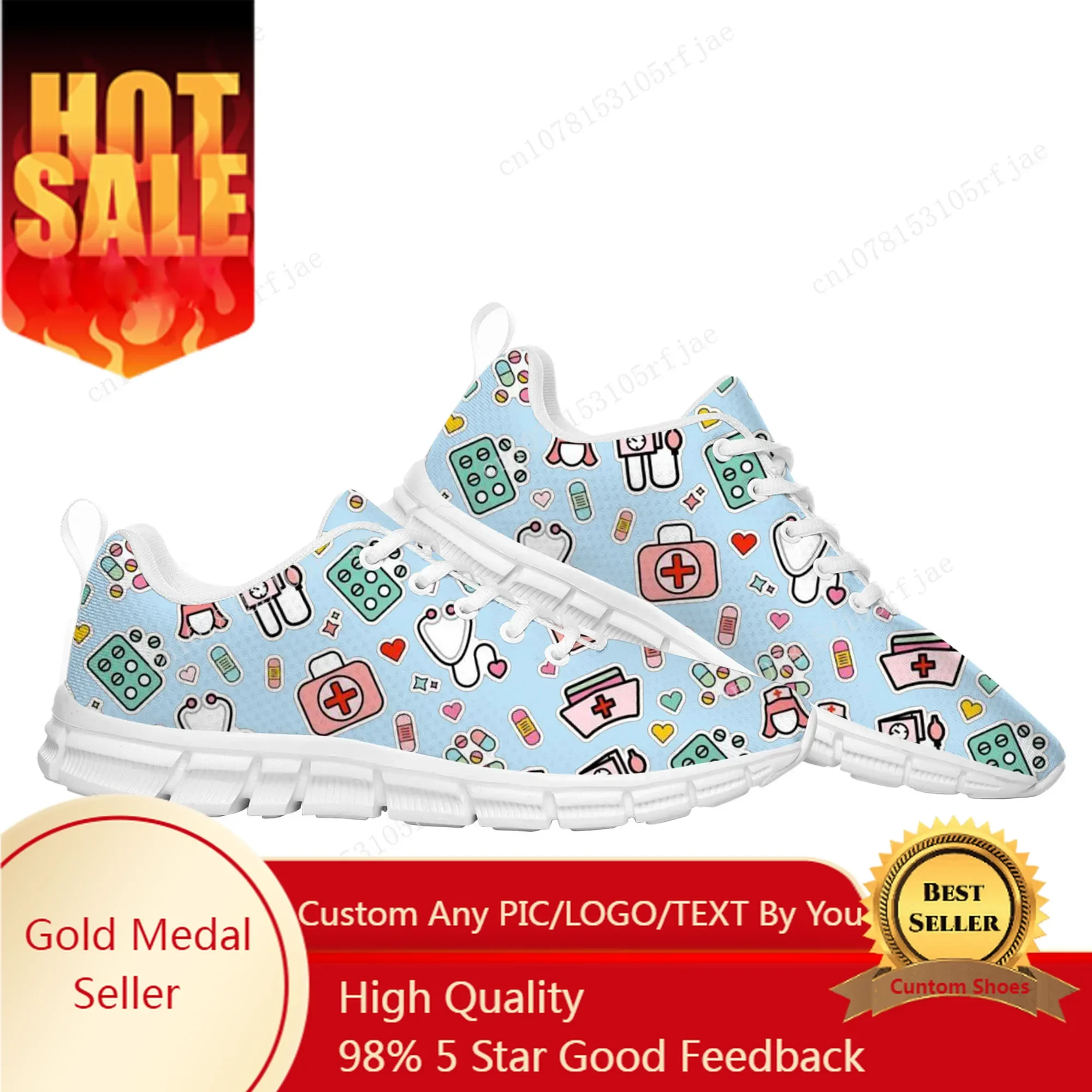 

Hospital Medical Nurse Work Print Sports Custom Shoes Mens Womens Teenager Sneaker Tailor Made Couple Built Shoes