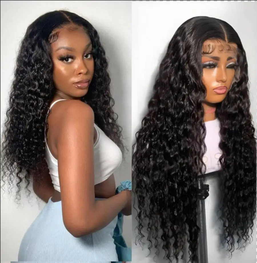 18- 36 inches 13x4 13x6 Natural Deep Wave Lace Front Wig Human Hair 200 Density Transparent Lace Frontal Wigs For Women