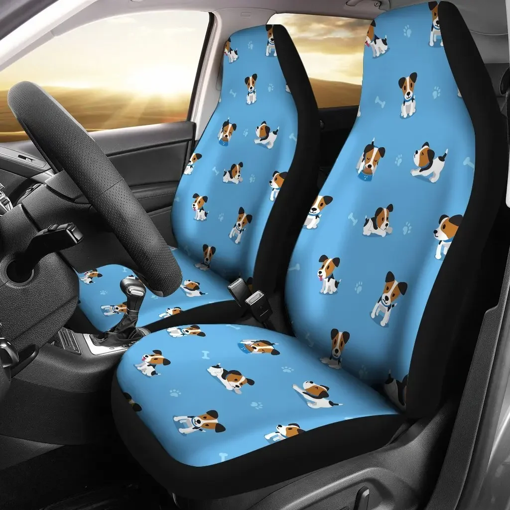 Jack Russell Terrier Print Car Seat Covers All Might Animal Car Accessories,Pack of 2 Universal Front Seat Protective Cover