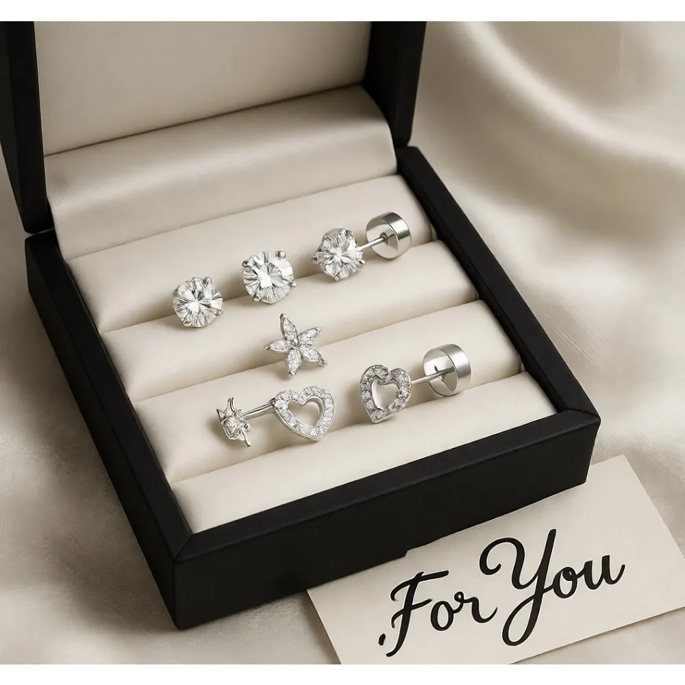 Pendientes Hipoalergénicos de Plata de Ley con Parte Trasera Plana para Orejas Sensibles, Set de Aros y Pernos para Cartílago, Concha, Tragus y Hélix