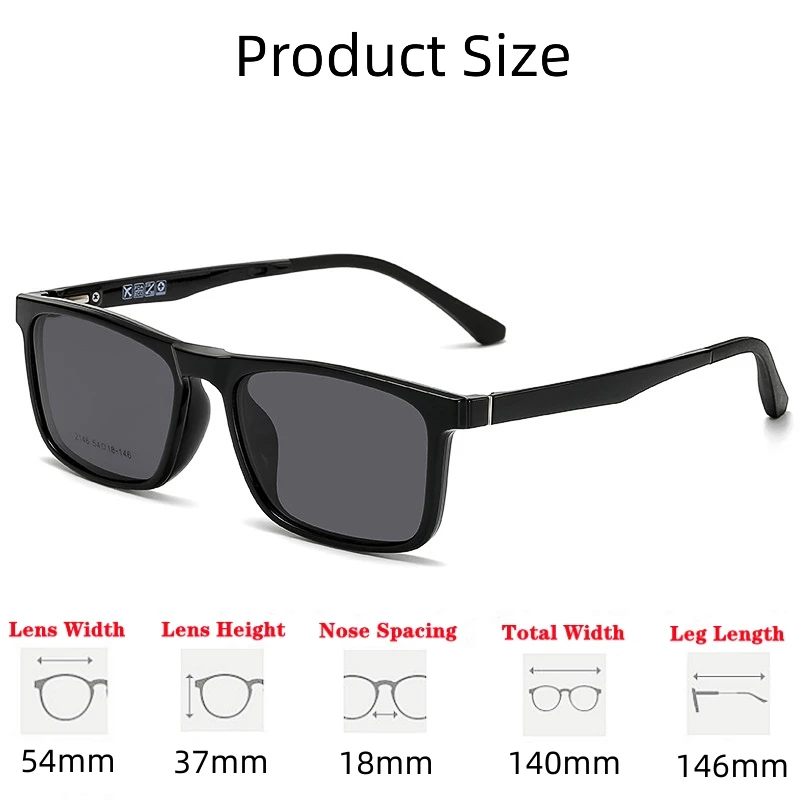 YIMARUILI New Fashion Ultra Light Magnetic Sunglasses High Quality TR90 Square Retro Optical Prescription Glasses Frame Men 2146 - Image 2