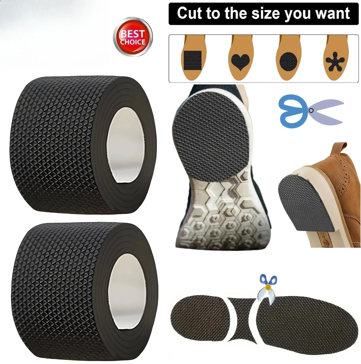 Self-Adhesive Shoe Sole Protector Non-Slip Noise-Reducing Repair Tape for High Heels Sneakers Sandals Anti-Wear Sticker