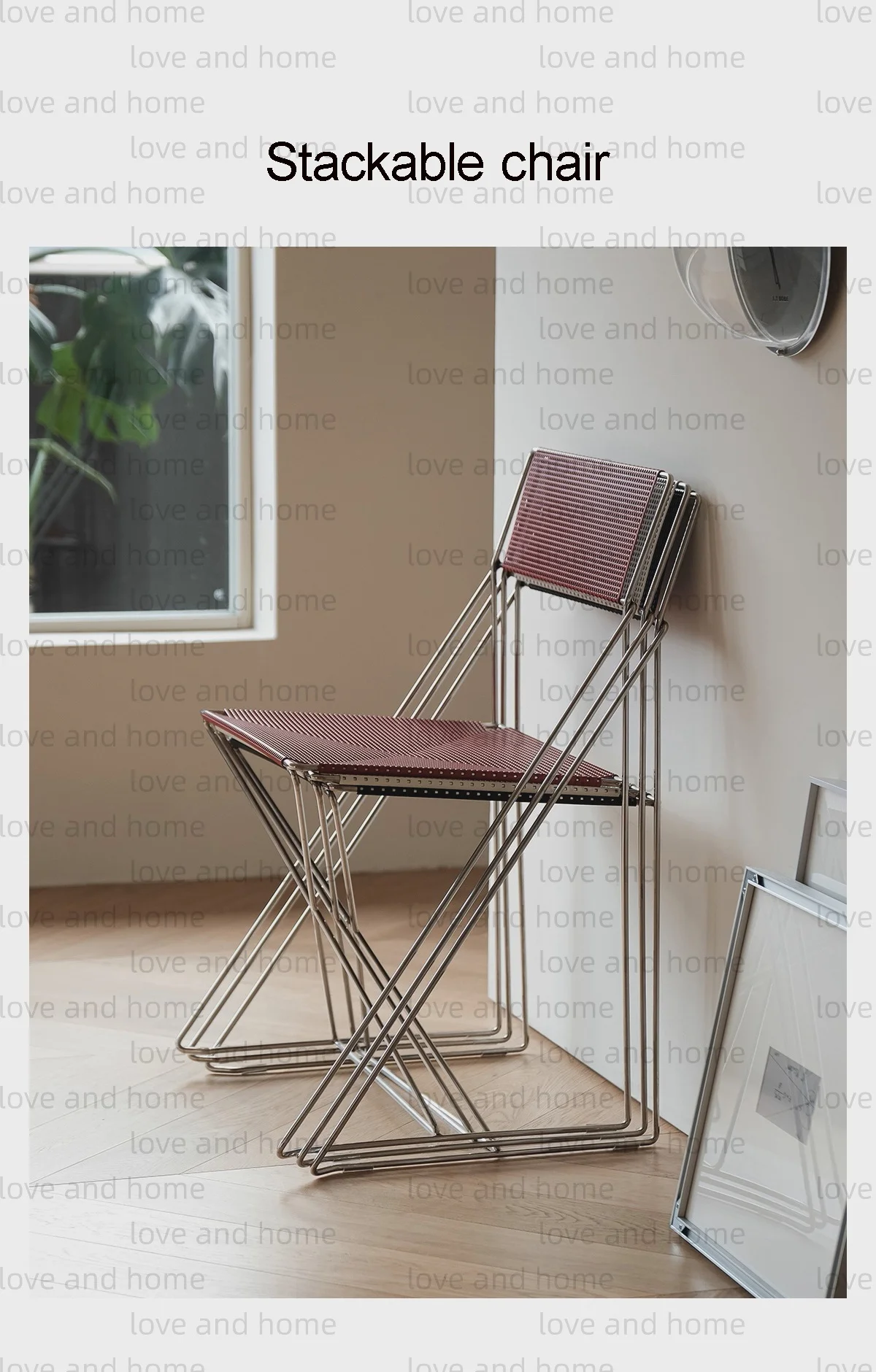 الشمال تكويم الطعام كرسي مطلي بالكروم الفولاذ المقاوم للصدأ أسلاك الفولاذ سلك شبكة لوحة بساطتها نمط قوي البناء الدنمارك #5