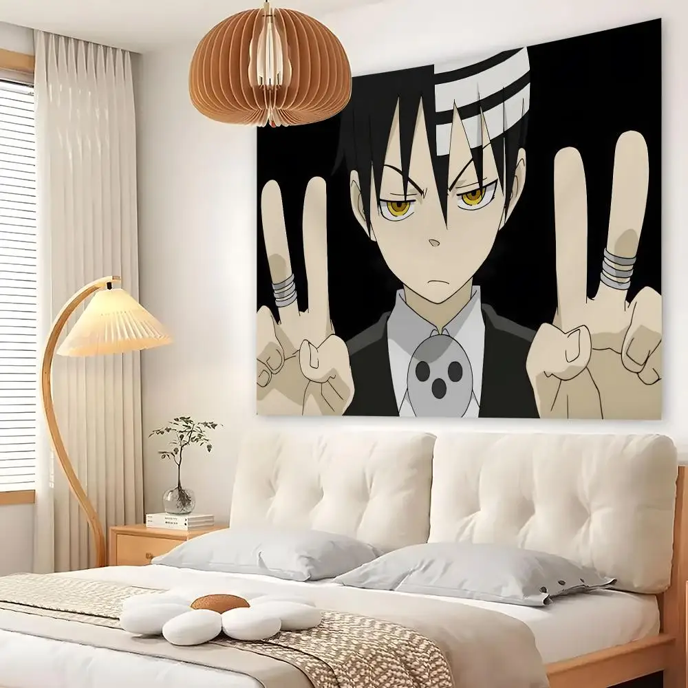 S-Soul E-Eater Tapestry Custom Living Bedroom Party Dormitory Interior Wall Bohemian Decoration Attached Clip