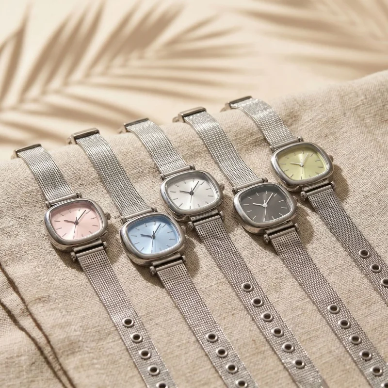 Modische Kleine Quadratische Uhr für Damen Edelstahl-Mesh-Armband Quarzuhren Dropshipping Luxus-Geschenk Armbanduhren für Damen – Detail 3