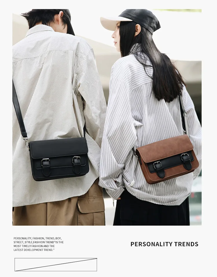 Retro Male Winter Trend Color Blocking Suede Leather Crossbody Bags Men's Minimalist Shoulder Bag Small Messenger bag for Men 가방