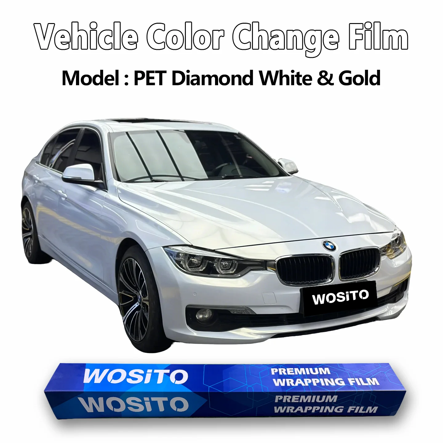 

PET Diamond White Mystic Gold Automotive Vinyl Wrap Glossy Car Sticker Film Full Body Color Change Direct Manufacturer Supply