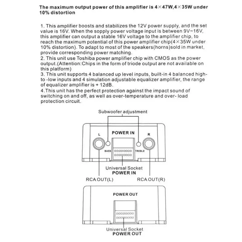 AC56-4 Channel Car Stereo Amplifier High Power DSP Amplifier Box Compatible For Android Small Audio Speaker Amp Box