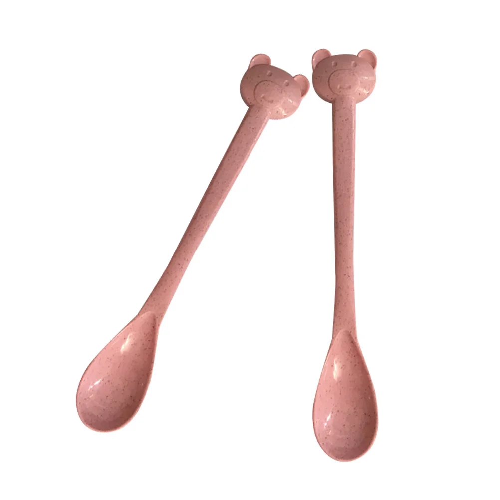 

20 шт. пластиковые ложки для мороженого с медведем, розовые многоразовые кофейные ложки, чайные ложки для сахарной приправы, детские ложки для детей