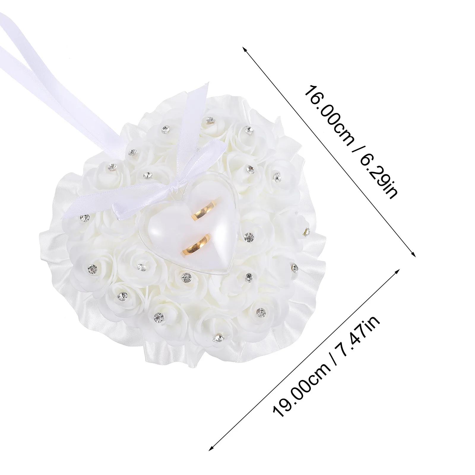 1Pcs Hochzeit Ring Kissen Herz Form Transparent Box Rose Blume Strass Dekoration Romantische Braut Ring Kissen Hochzeit