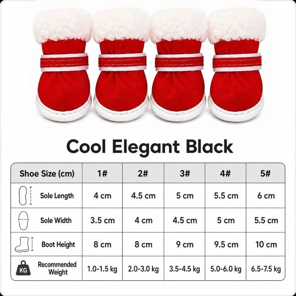 4 Stück Modische Warme Winter-Hundeschuhe Rutschfeste Katzen- und Welpensocken Verdickte Baumwoll-Hundeschuhe für Kleine und Mittelgroße Hunde – Detail 1