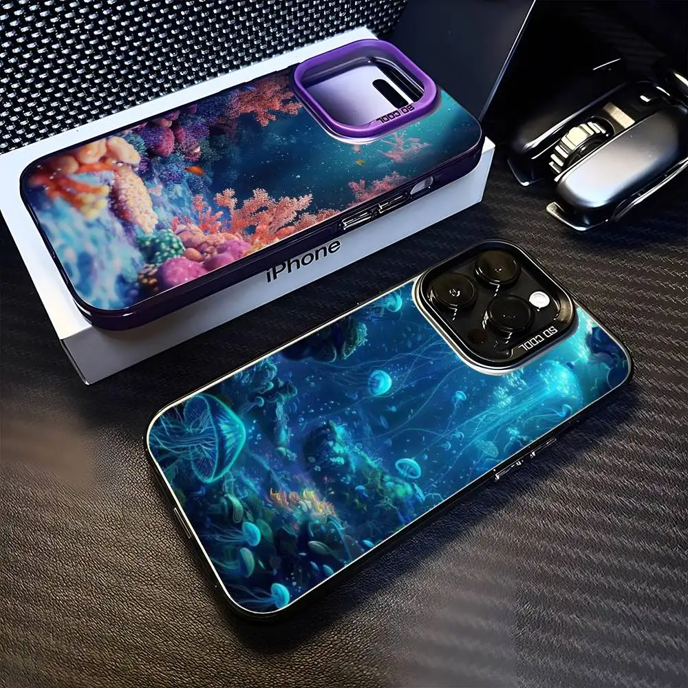 

Undersea Life Phone Case For iPhone 16,15,14,13,12,11,Mini,Pro,MAX Purple Matte Shockproof Cover