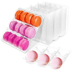 12pcs Macaron Box PET 12Gird Clear Macaron Packaging Box Cupcake Bakery Box for Wedding Birthday Christmas Party Dessert Display