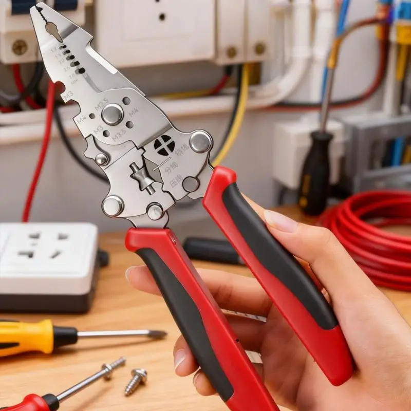 

1Pcs Multifunctional Electrician Pliers Foldable Wire Stripping Pliers Crimping Tool Professional-Grade Electrician Tool