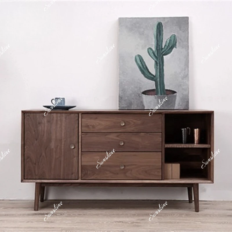 Nordic pure solid wood dining side cabinet modern, foyer entrance cabinet