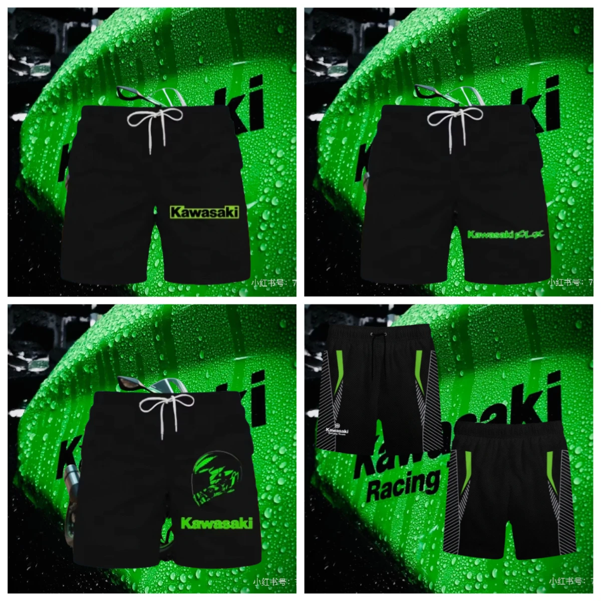 

2025 Kawasaki, летние популярные быстросохнущие дышащие мотоциклетные шорты с 3D принтом и тонкие шорты для внедорожных мотоциклов