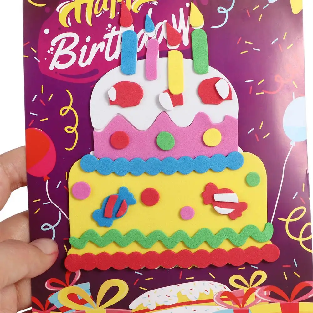 10 Uds. De animales creativos de dibujos animados DIY, pegatina de espuma EVA, juguete hecho a mano, rompecabezas 3D, espuma EVA, juguetes DIY para niños