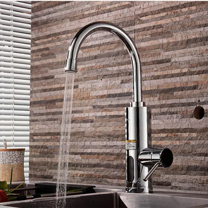 

Electric Water Heater Tap Temperature Display 360 Rotation Stainless Steel Tankless Instant Faucet For Kitchen Sink White