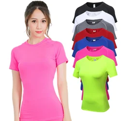 Women Tight Running Top Training Short-sleeved Sports Fitness Yoga T-shirt Clothes Sportwear Outdoor Activewear Quick-drying