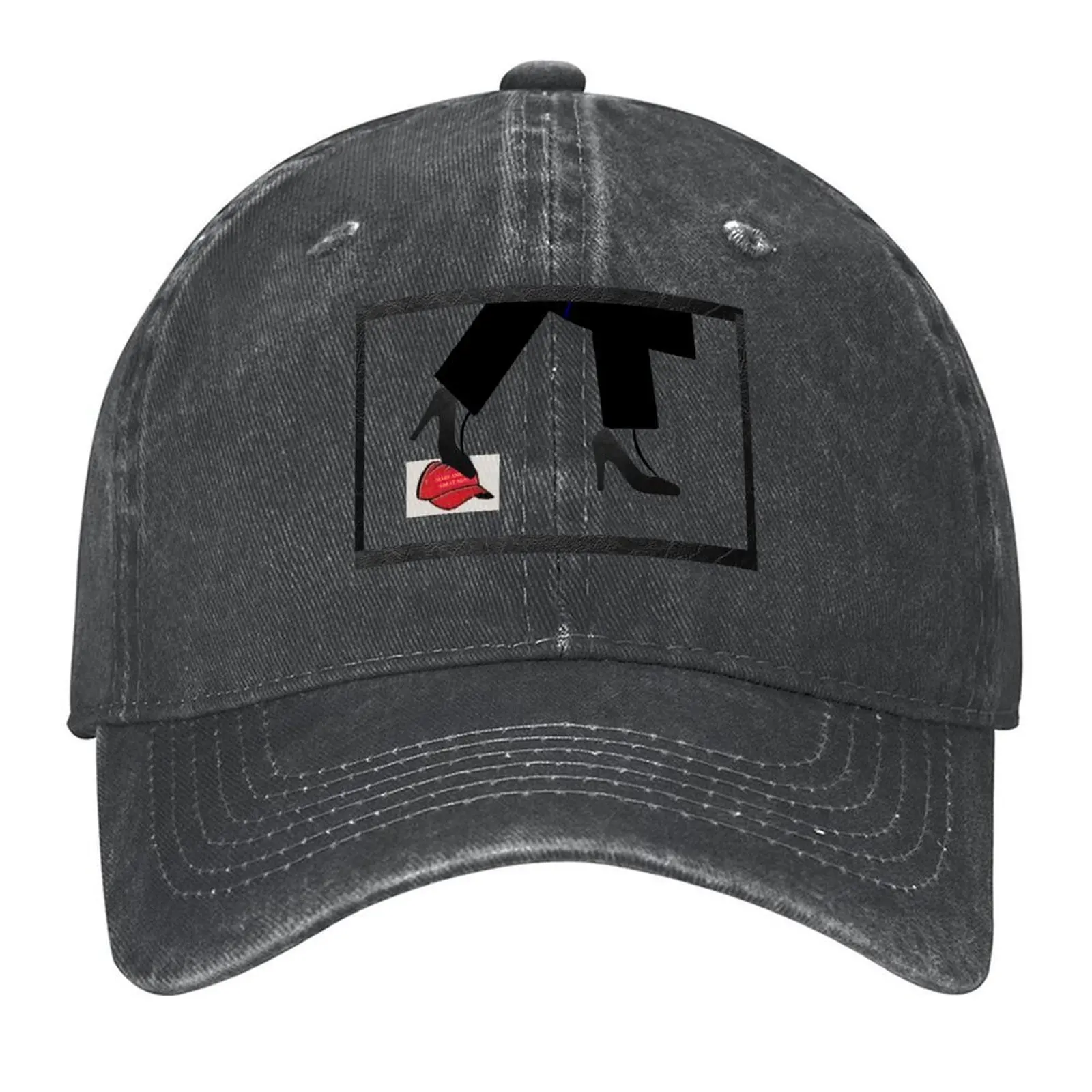 

Kamala Harris for President #47, Harris and Walz For America, Pantsuit, Heels over Maga Baseball Cap