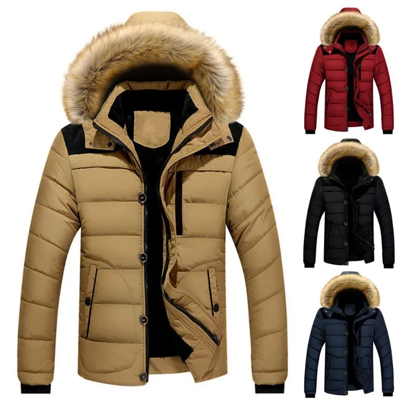 Jaqueta Puffer de gola alta masculina, casaco, Parkas quentes, streetwear, extra grossa, altamente acolchoada, à prova de vento, gola alta, inverno