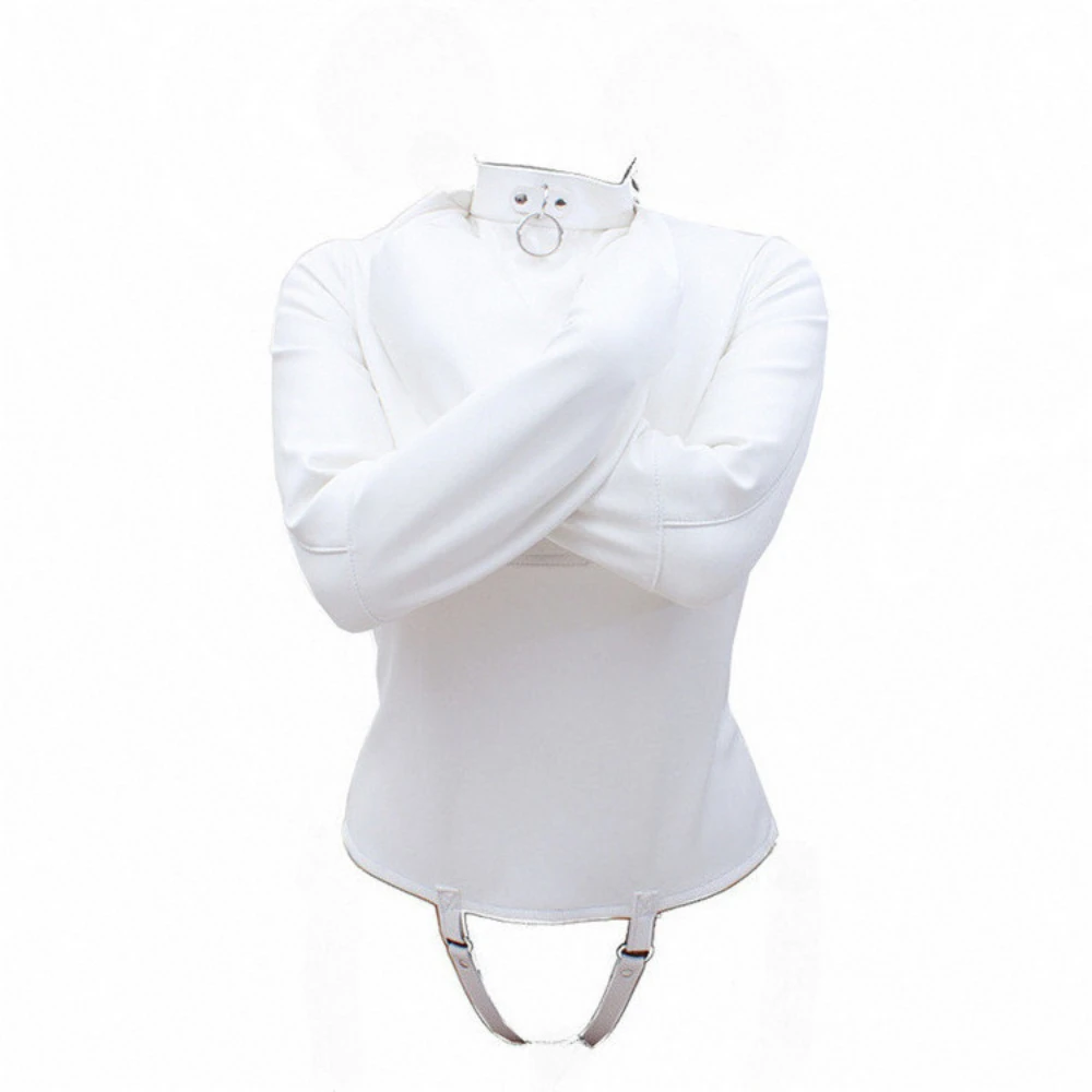 White Leather Arm Restraint Straps & Bondage Straitjacket – Tight Binding,…