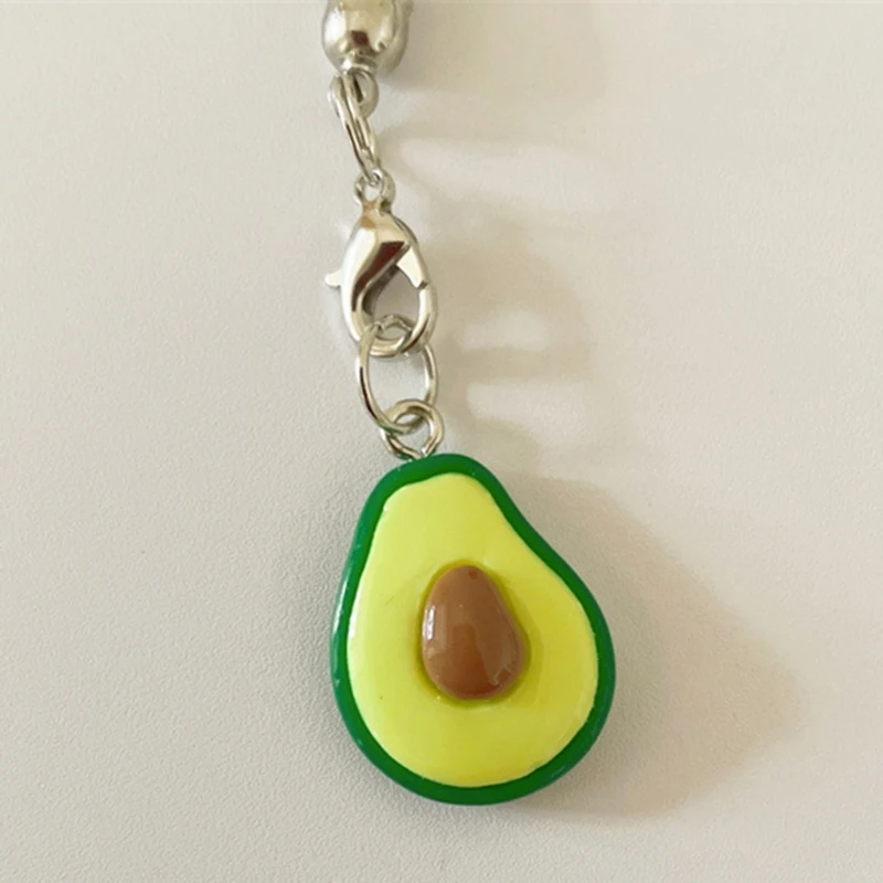 Avocado Shape Resin Phone Charm Fruit Lanyard Keychain Fashion Accessory Bag Pendant Keyring for Phones and Backpacks