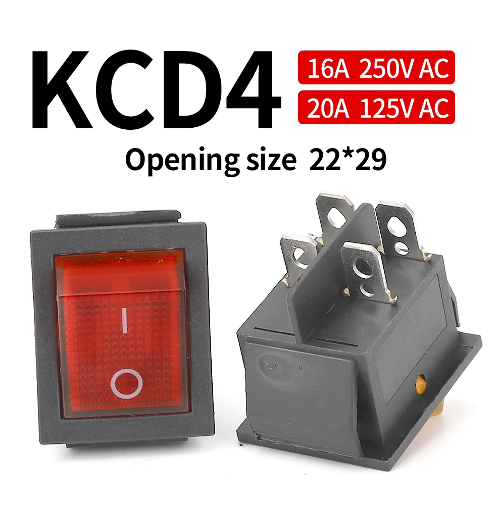 KCD4   16A250Vship type switch 6pin/4pin 2 gear/3gear with light button ship type rocker power supply31 * 25MM