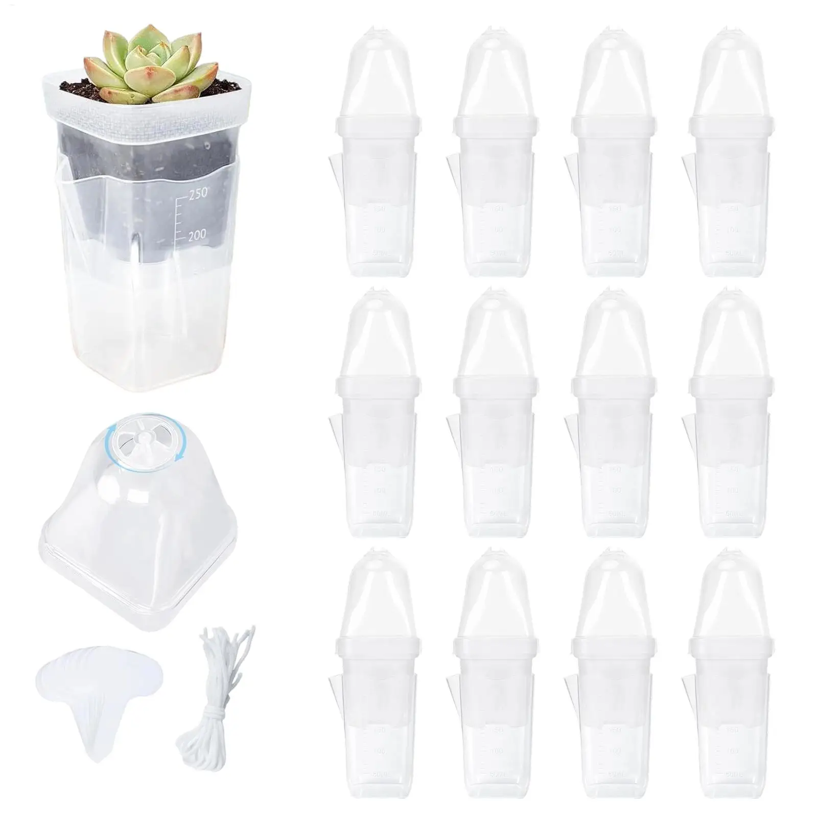 12 Pcs Clear Nursery Planter 2 Inch Self Watering Planter Nursery Pots With Humidity Dome Adjustable Vent Cultivation Box