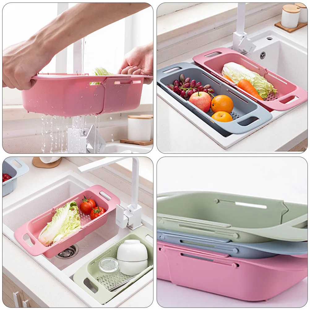 

Retractable Drain Adjustable Sink Rack Premium Material Fruit Storage Basket Bowl Chopstick Holder Strong Load-Bearing